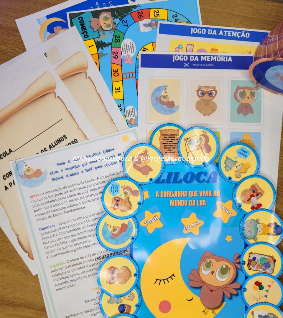 História + Sequência didática alinhada à BNCC "Liloca, a corujinha que vive no mundo da lua!" - Excelente história para educação infantil e projeto identidade!
