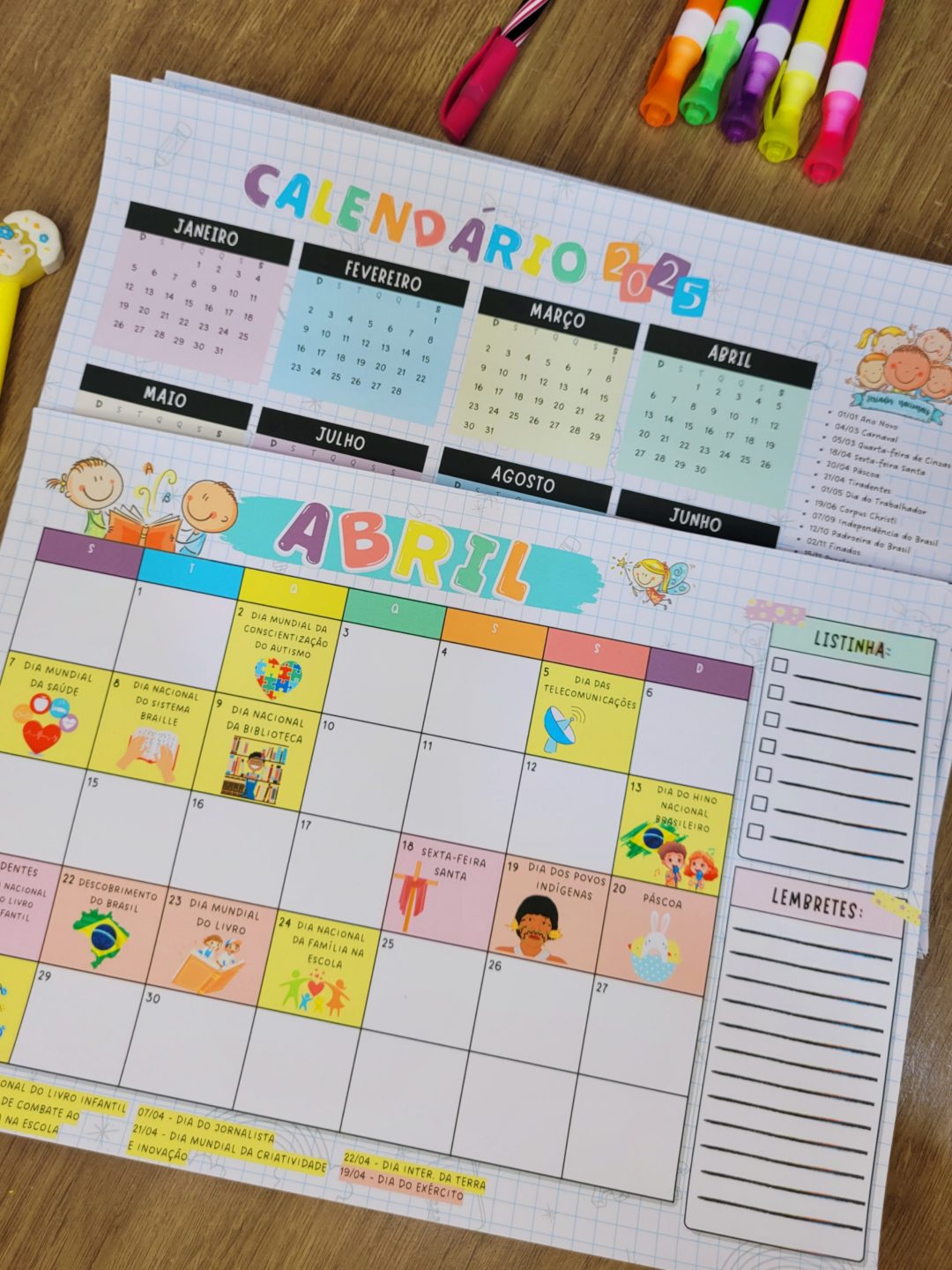 Calendário ATUALIZADO 2026 para Professoras com Datas Comemorativas Educação Infantil