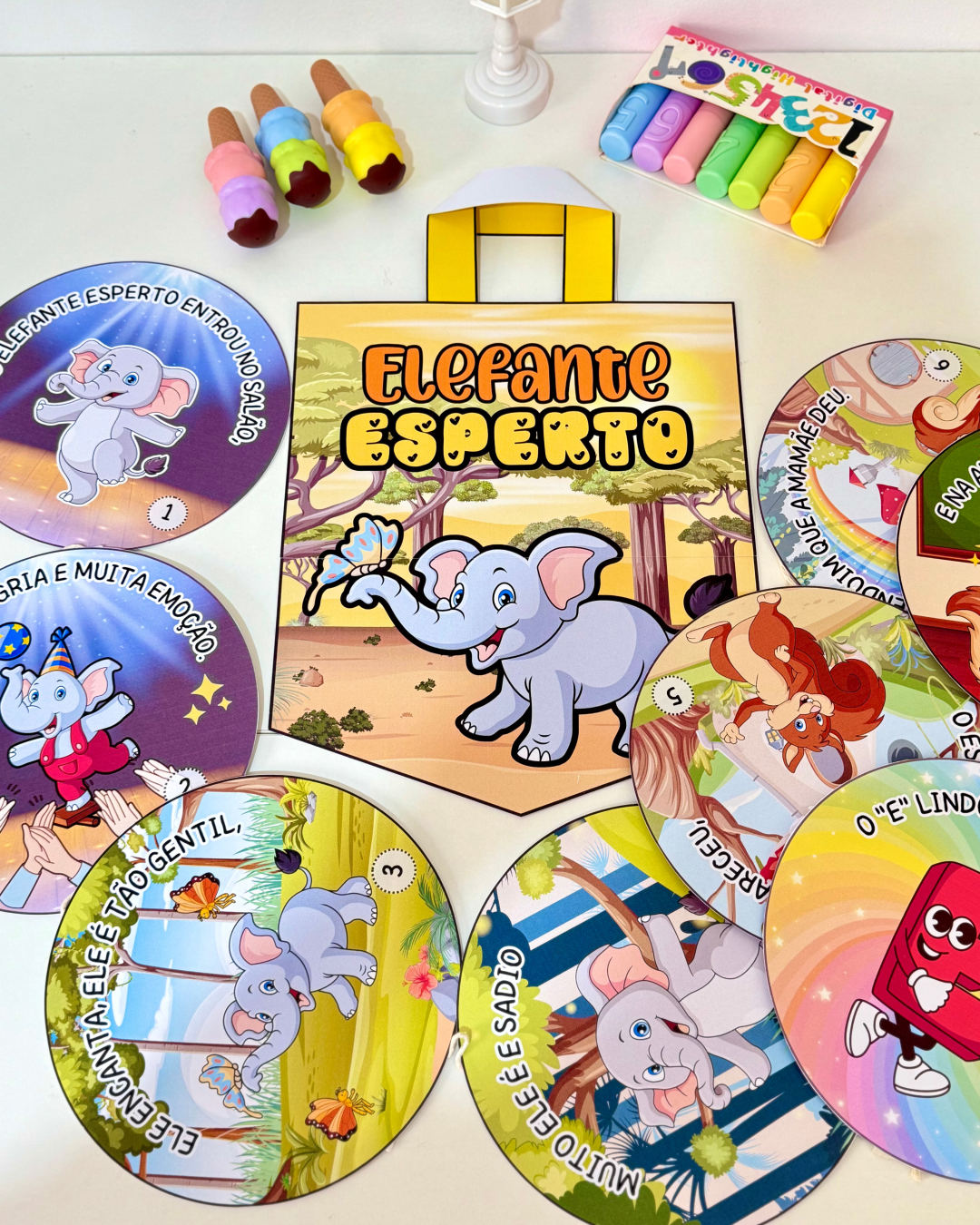 História da VOGAL E para Educação Infantil - Sacola para Contação de História – Trabalhando a Vogal E