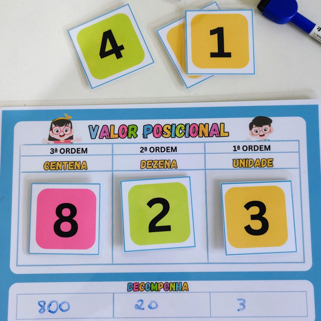 Kit Matemática: Placas de Adição e Subtração com Reserva + Atividades e Bônus Quadro de Valor Posicional