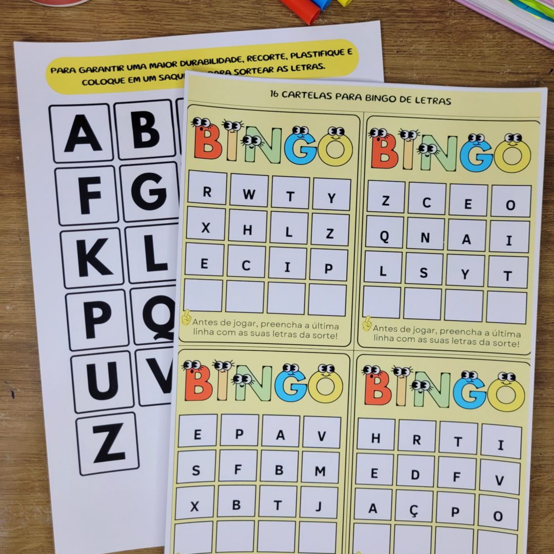 Atividade de LEITURA para crianças - Bingo EDUCATIVO com letras, sílabas e pequenas frases