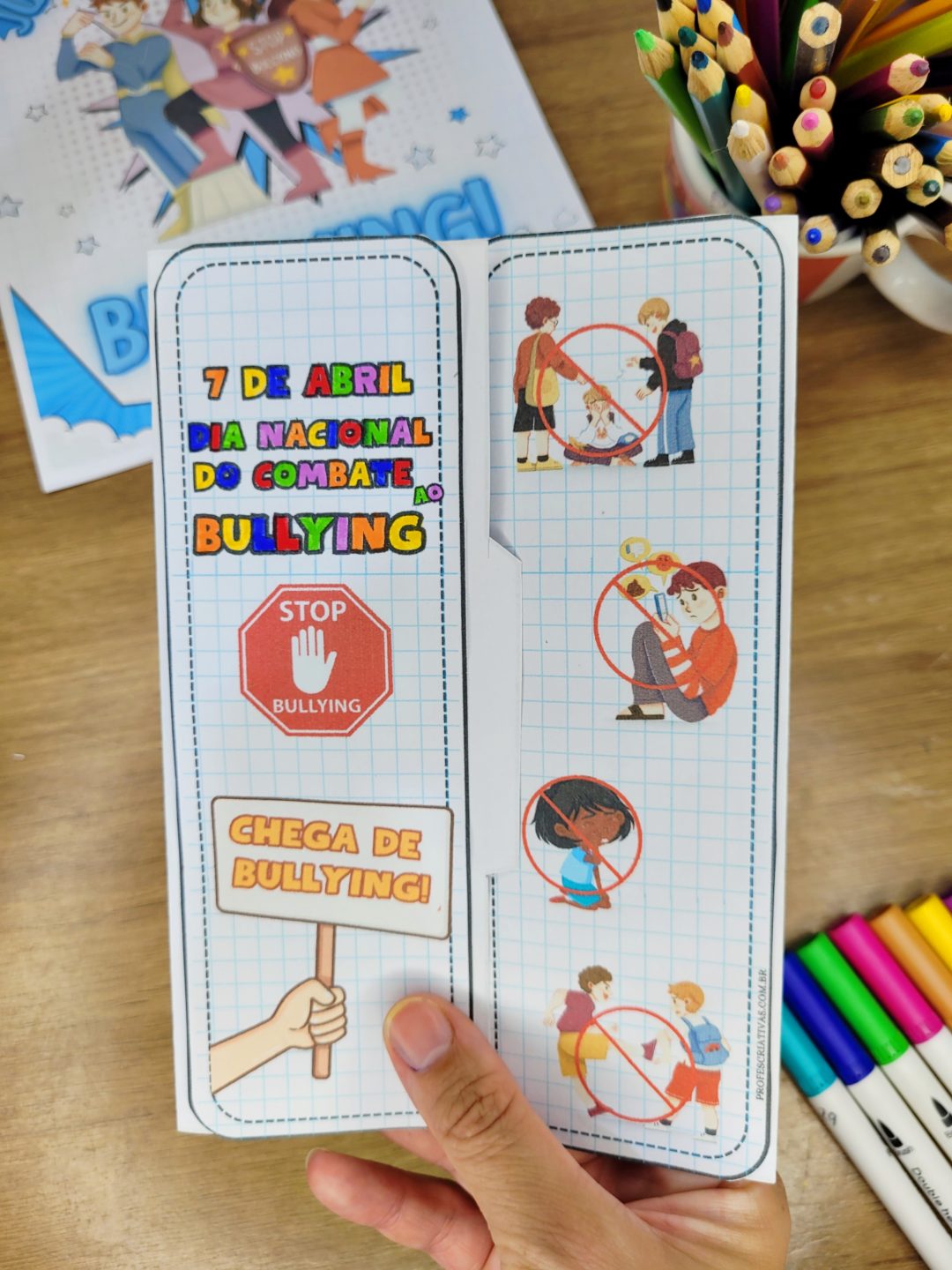Atividade para trabalhar o BULLYING para Ensino Fundamental Lapbook "Juntos contra o Bullying" - Imagem 5