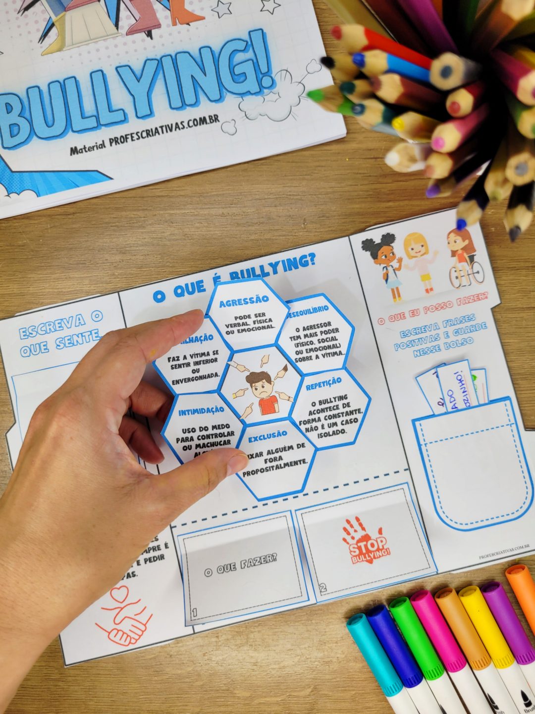 Atividade para trabalhar o BULLYING para Ensino Fundamental Lapbook "Juntos contra o Bullying" - Imagem 8