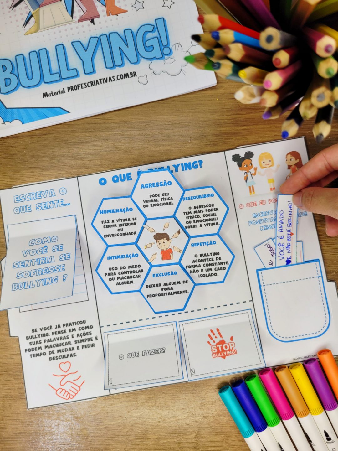 Atividade para trabalhar o BULLYING para Ensino Fundamental Lapbook "Juntos contra o Bullying" - Imagem 9