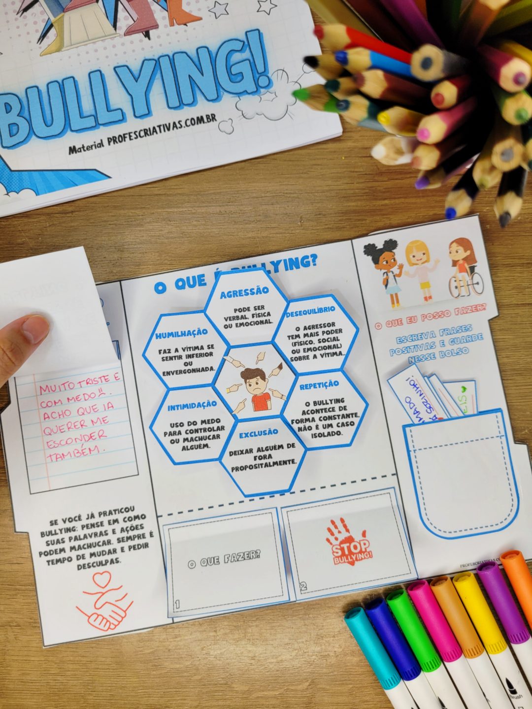 Atividade para trabalhar o BULLYING para Ensino Fundamental Lapbook "Juntos contra o Bullying" - Imagem 10
