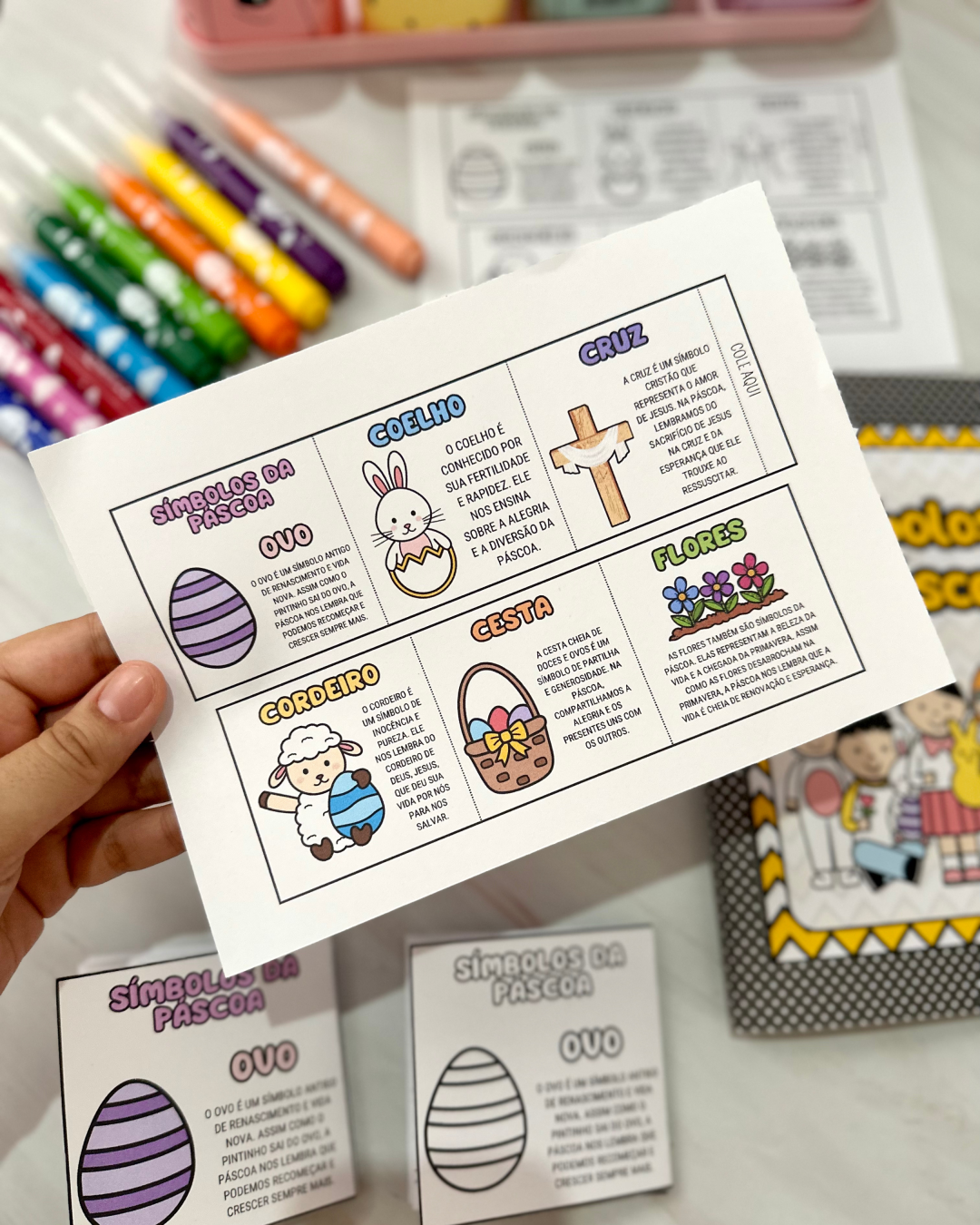Kit de Atividades de Páscoa para Educação Infantil: Os Símbolos de Páscoa e Painel de Páscoa para colocar fotos! - Imagem 6