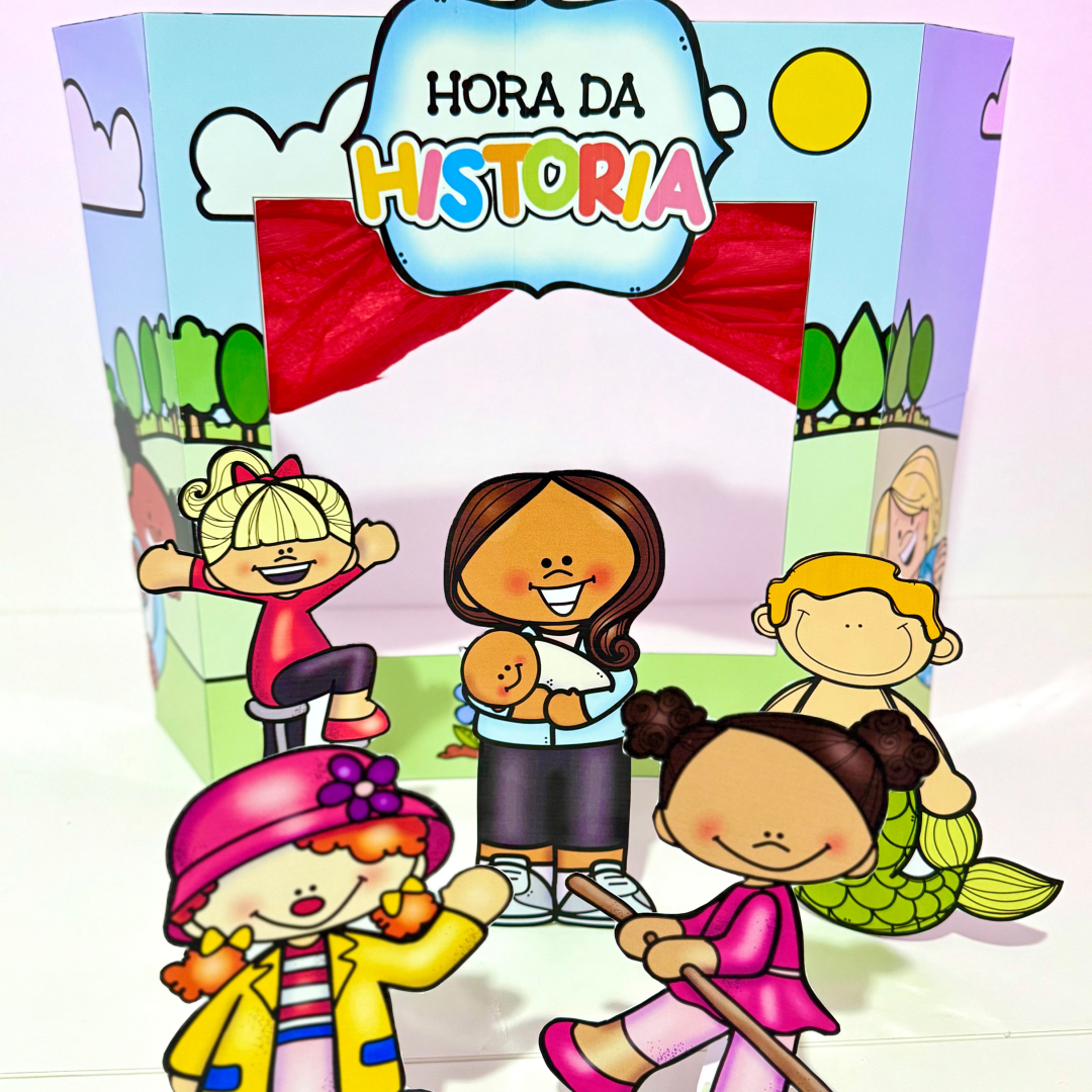 Kit Hora da História com Teatrinho de Palitoches!  – Encante suas contações com mais de 40 personagens