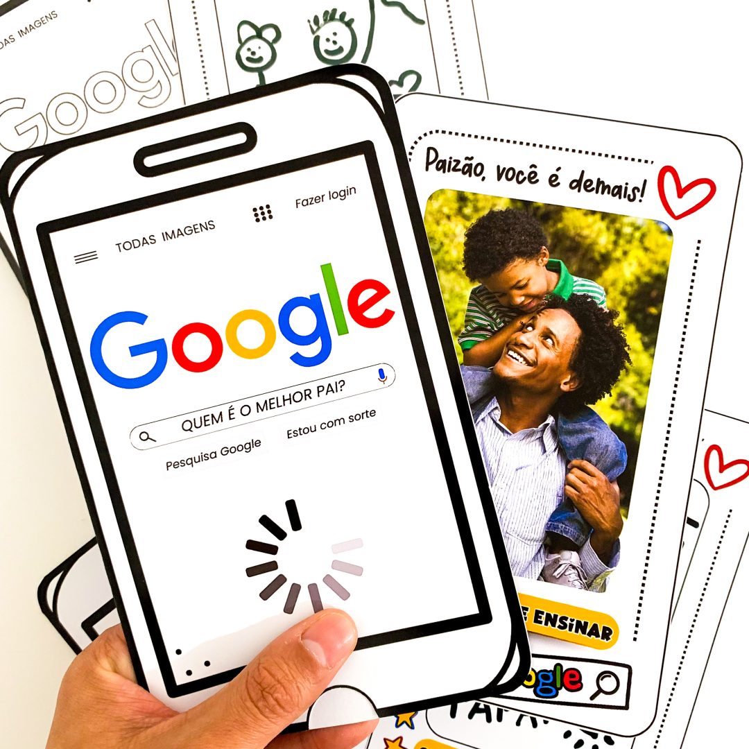 Cartão de Dia dos Pais para Educação Infantil ou Ensino Fundamental  – Tema Google (Editável no CANVA)