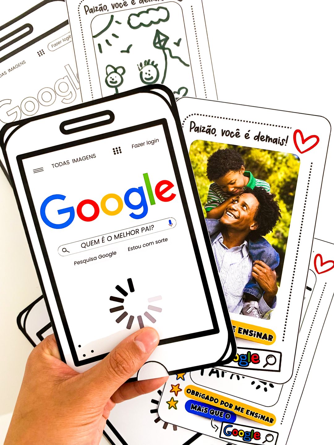 Cartão de Dia dos Pais para Educação Infantil ou Ensino Fundamental  – Tema Google (Editável no CANVA)