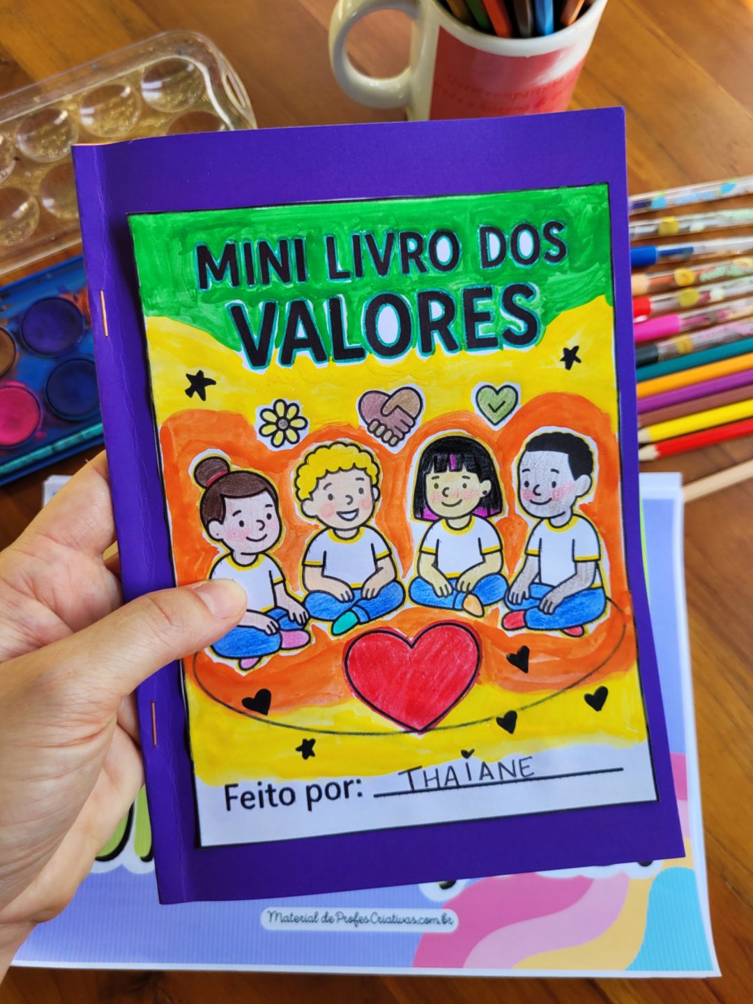 Atividade para trabalhar VALORES com Ensino Fundamental - Mini livro dos VALORES