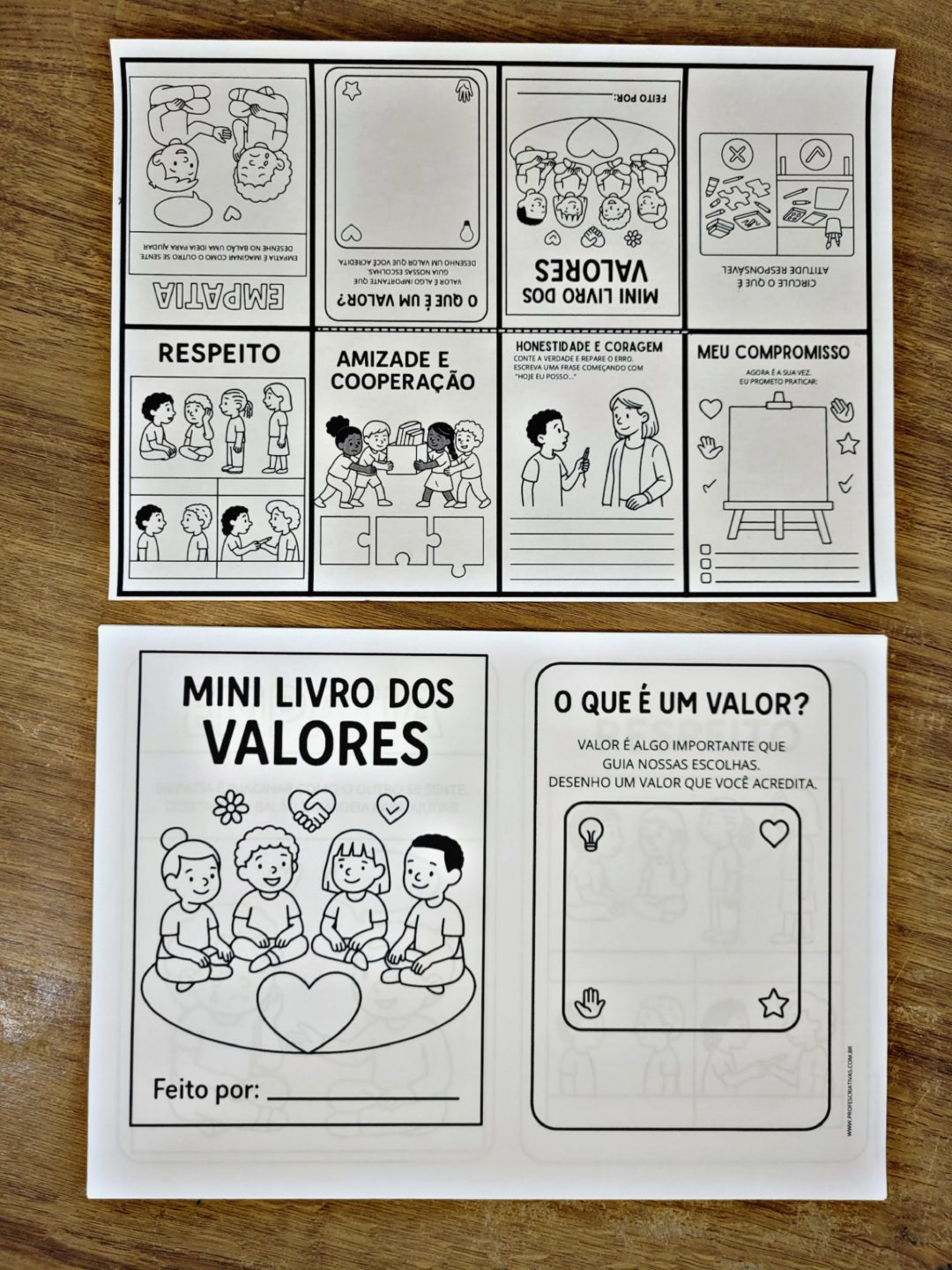 Atividade para trabalhar VALORES com Ensino Fundamental - Mini livro dos VALORES - Imagem 3