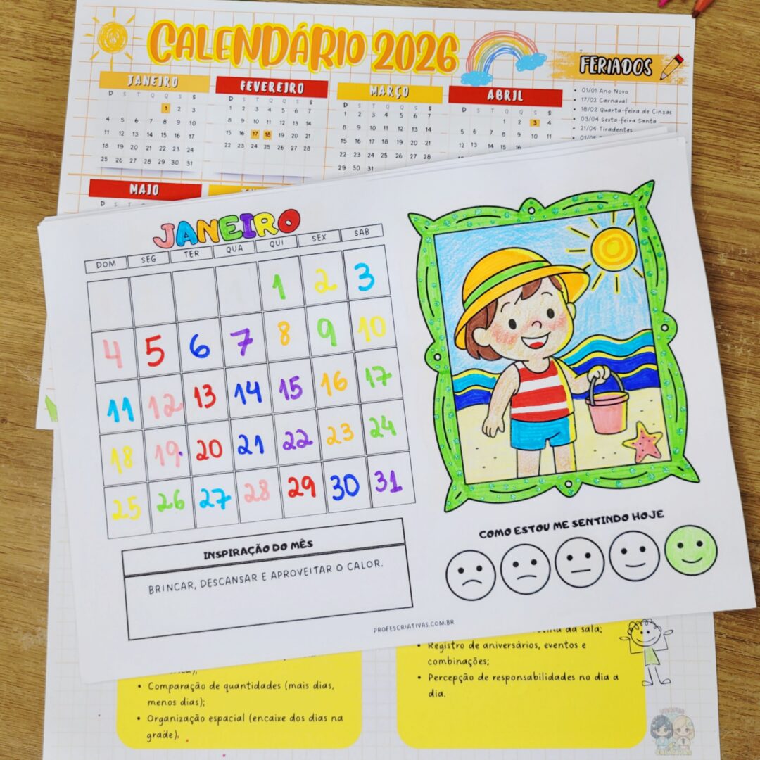 Calendário da Criança para Colorir!