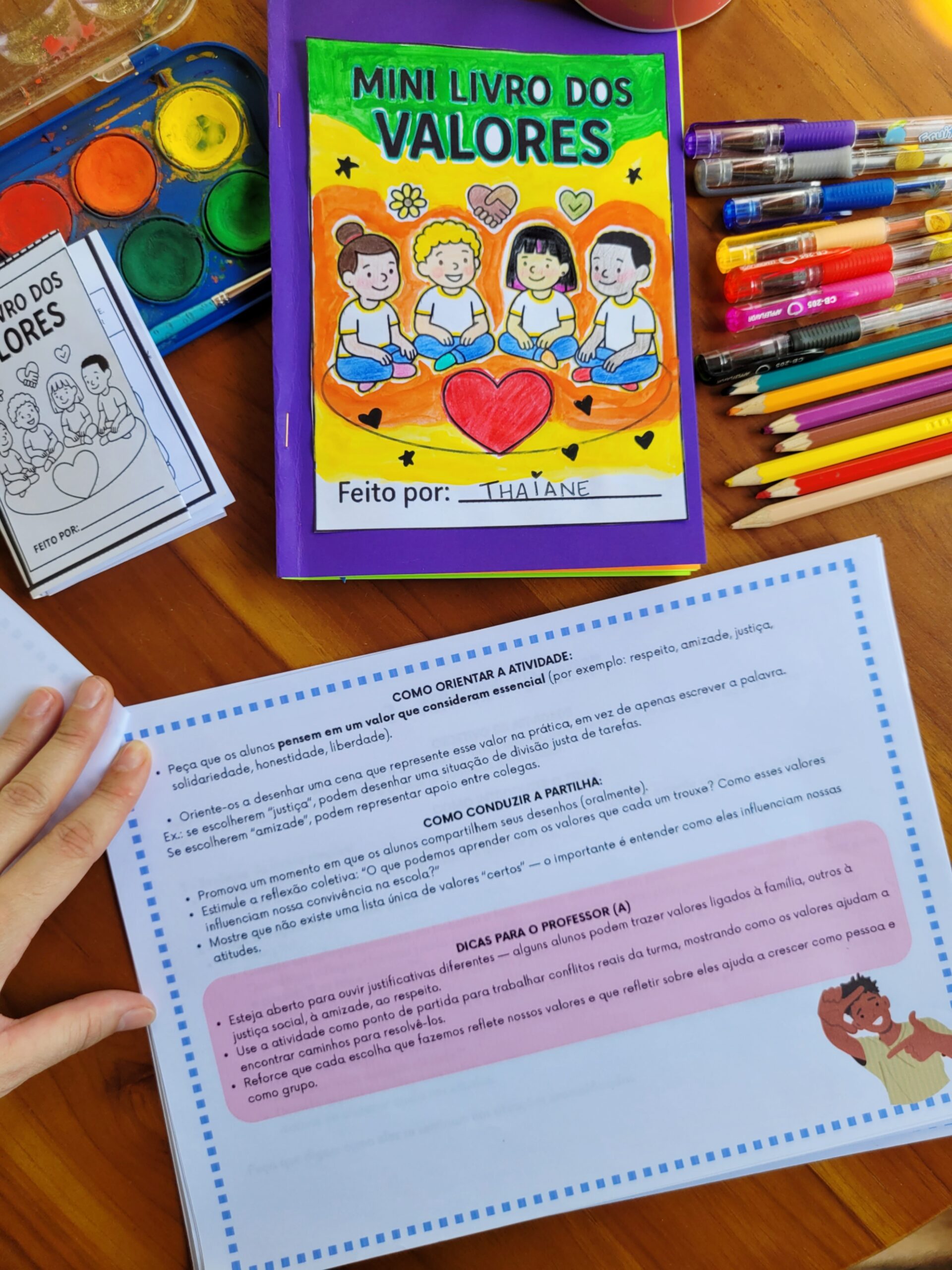 Atividade sobre valores para anos iniciais - Mini Livro Valores