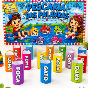 Pescaria 3 em 1: Palavras, figuras e números! +Bônus!