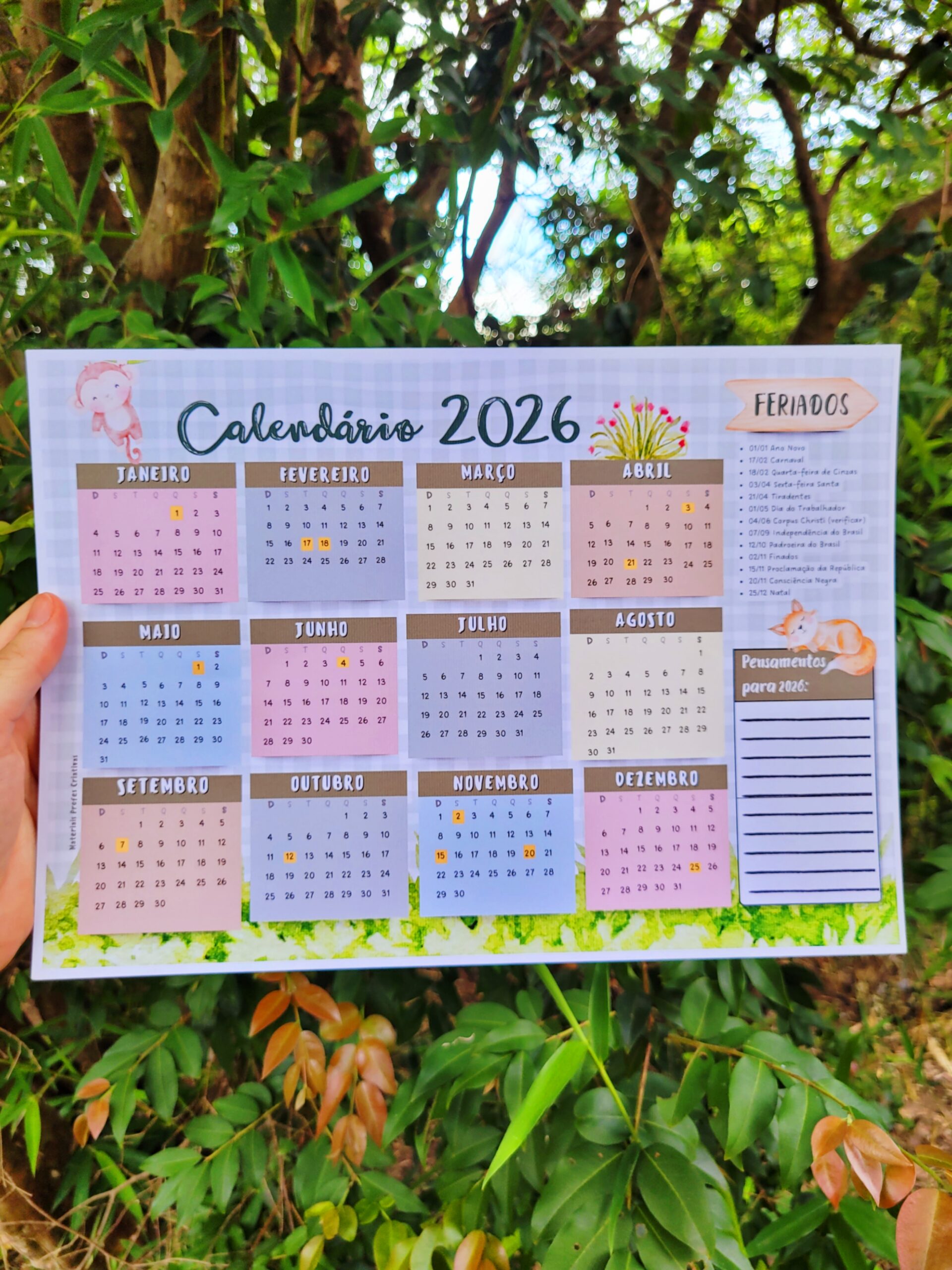 Calendário da Professora com Datas Comemorativas 2026 EI - Bichinhos Fofos - Imagem 5