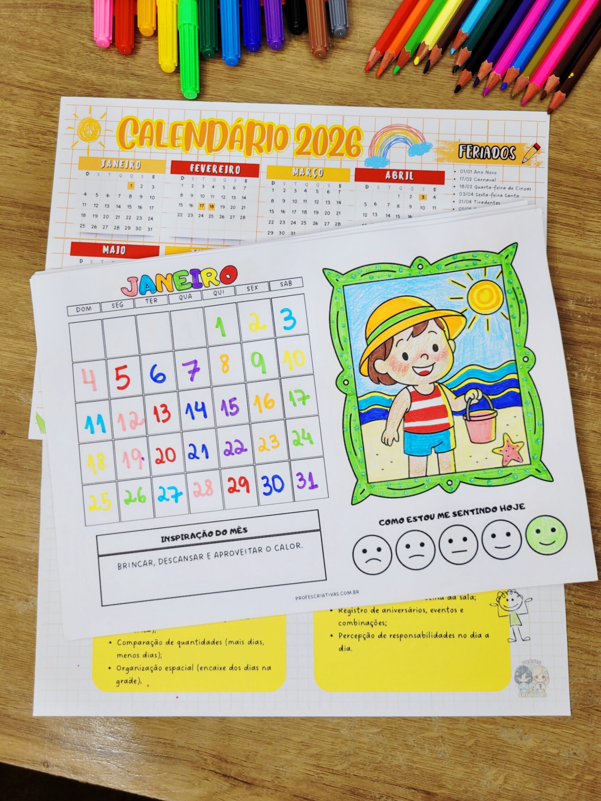Calendário da Criança para Colorir