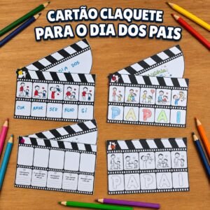 Cartão de Dia dos Pais - Cartão interativo claquete para o dia dos pais