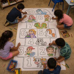 Tapete de Amarelinha para Colorir Folclore Brasileiro - GIGANTE!