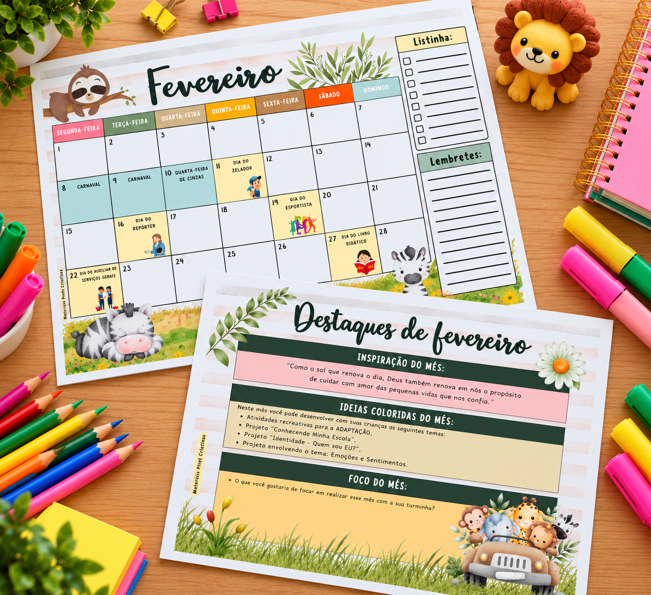 Calendário da Professora com Datas Comemorativas 2027 EI - Bichinhos Fofos - Imagem 4