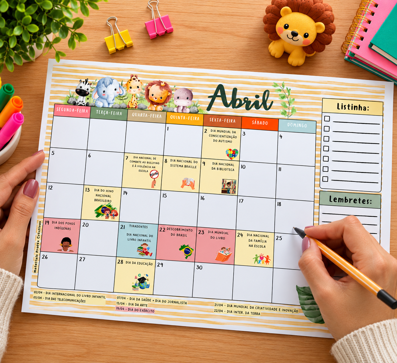 Calendário da Professora com Datas Comemorativas 2027 EI - Bichinhos Fofos - Imagem 5