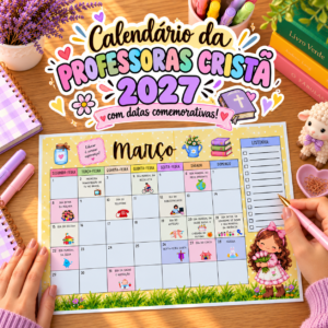 Calendário da Professora com Datas Comemorativas 2027 - Cordeirinhos